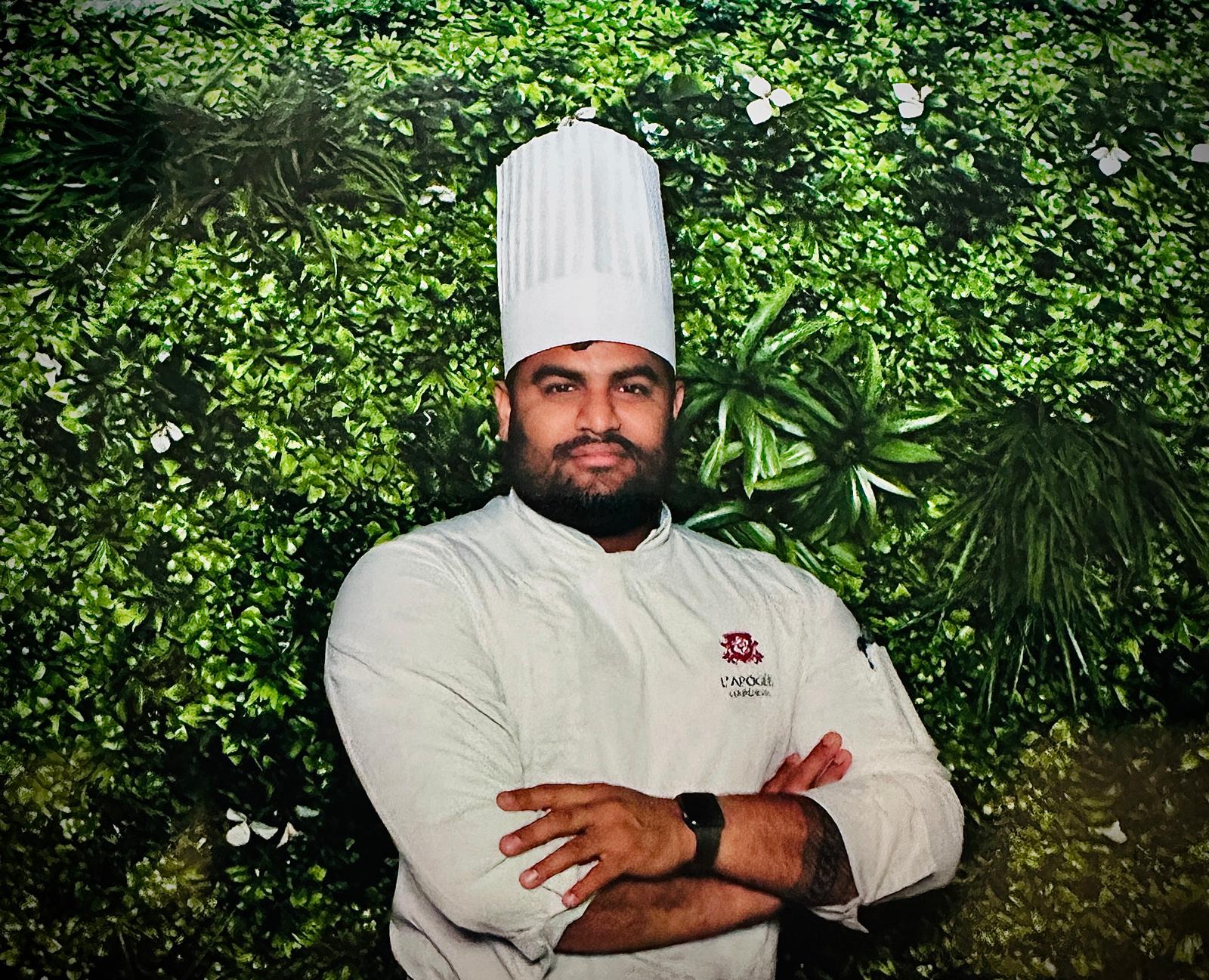 Chef Venu in whites at Courchevel L'Apogée